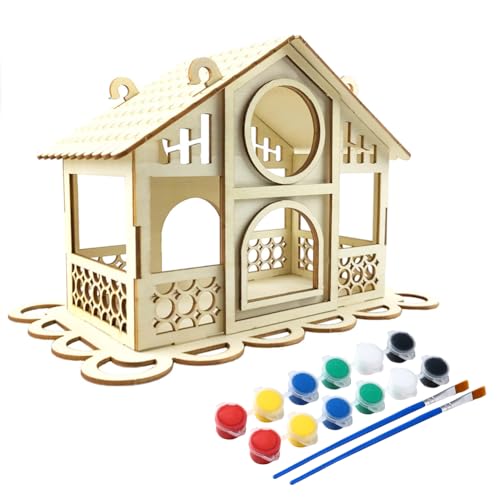 ISAKEN DIY Vogelhaus Bausatz für Kinder, DIY Vogelhaus zu Bauen und Malen, Kunsthandwerk aus Holzspielzeug, Spielzeug Geschenke für Jungen Mädchen, Holz Vogelhaus Puzzle Machen Set ISAKEN DIY Vogelhaus Bausatz für Kinder, DIY Vogelhaus zu Bauen und Malen, Kunsthandwerk aus Holzspielzeug, Spielzeug Geschenke für Jungen Mädchen, Holz Vogelhaus Puzzle Machen Set von ISAKEN
