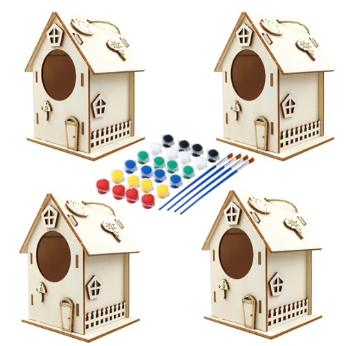 ISAKEN DIY Vogelhaus Bausatz für Kinder, DIY Vogelhaus zu Bauen und Malen, Kunsthandwerk aus Holzspielzeug, Spielzeug Geschenke für Jungen Mädchen, Holz Vogelhaus Puzzle Machen Set ISAKEN DIY Vogelhaus Bausatz für Kinder, DIY Vogelhaus zu Bauen und Malen, Kunsthandwerk aus Holzspielzeug, Spielzeug Geschenke für Jungen Mädchen, Holz Vogelhaus Puzzle Machen Set von ISAKEN