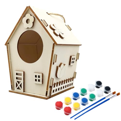 ISAKEN DIY Vogelhaus Bausatz für Kinder, DIY Vogelhaus zu Bauen und Malen, Kunsthandwerk aus Holzspielzeug, Spielzeug Geschenke für Jungen Mädchen, Holz Vogelhaus Puzzle Machen Set ISAKEN DIY Vogelhaus Bausatz für Kinder, DIY Vogelhaus zu Bauen und Malen, Kunsthandwerk aus Holzspielzeug, Spielzeug Geschenke für Jungen Mädchen, Holz Vogelhaus Puzzle Machen Set von ISAKEN