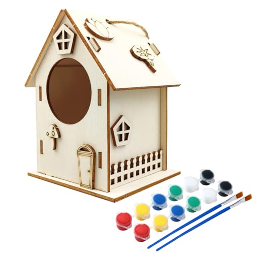 ISAKEN DIY Vogelhaus Bausatz für Kinder, DIY Vogelhaus zu Bauen und Malen, Kunsthandwerk aus Holzspielzeug, Spielzeug Geschenke für Jungen Mädchen, Holz Vogelhaus Puzzle Machen Set ISAKEN DIY Vogelhaus Bausatz für Kinder, DIY Vogelhaus zu Bauen und Malen, Kunsthandwerk aus Holzspielzeug, Spielzeug Geschenke für Jungen Mädchen, Holz Vogelhaus Puzzle Machen Set von ISAKEN