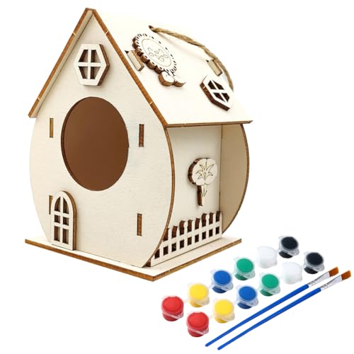 ISAKEN DIY Vogelhaus Bausatz für Kinder, DIY Vogelhaus zu Bauen und Malen, Kunsthandwerk aus Holzspielzeug, Spielzeug Geschenke für Jungen Mädchen, Holz Vogelhaus Puzzle Machen Set ISAKEN DIY Vogelhaus Bausatz für Kinder, DIY Vogelhaus zu Bauen und Malen, Kunsthandwerk aus Holzspielzeug, Spielzeug Geschenke für Jungen Mädchen, Holz Vogelhaus Puzzle Machen Set von ISAKEN