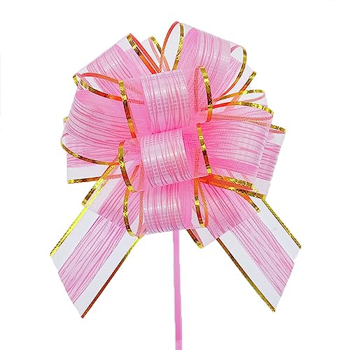 ISAKEN Geschenkschleife, 20 Stück Pull Bögen Geschenkbänder Geschenkpapier Ziehschleifen Band Weihnachten Zugschleifen für Geschenke Tüten Zuckertüten zum Basteln Dekorieren von ISAKEN