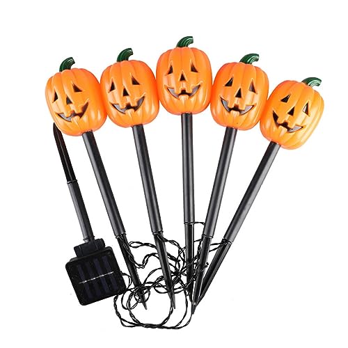 ISAKEN Halloween Solarlampen Decorations Outdoor 3D Skelett Lichterkette Kürbis Solarleuchten Stableuchten Wasserdichtes Gartenleuchten für Halloween Party Garten Festival Dekoration von ISAKEN