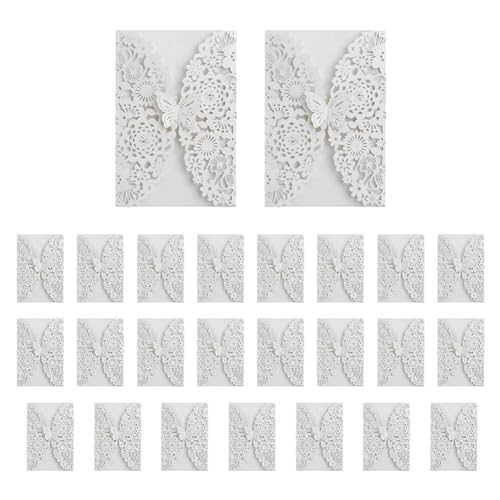 ISAKEN ISKAEN 25 Stück Einladungskarten, Elegant Spitze Hochzeitseinladung mit Leeren Karten Innenbögen Umschlag Schleifer und Bänder Handgefertigte Karte für Hochzeit Hochzeitstag, Verlobung ISAKEN ISKAEN 25 Stück Einladungskarten, Elegant Spitze Hochzeitseinladung mit Leeren Karten Innenbögen Umschlag Schleifer und Bänder Handgefertigte Karte für Hochzeit Hochzeitstag, Verlobung von ISAKEN