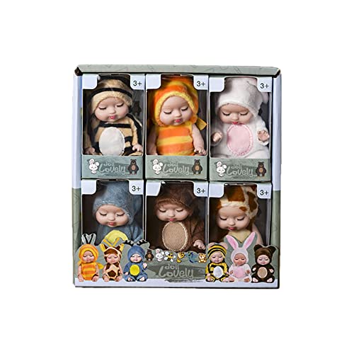 ISAKEN Puppenspielzeug für Kinder, Mini Reborn Puppe Lebensechte Neugeborene Mädchenpuppe Mit Kleidung Realistische Silikon Puppe Miniatur Puppenspielzeug Geschenke für Kinder Mädchen Jungen von ISAKEN