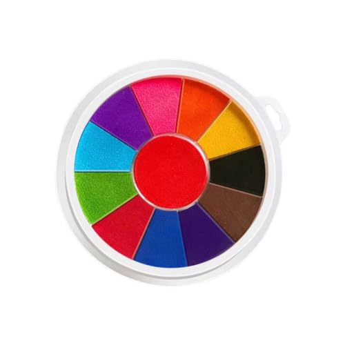 ISAKEN Stempelkissen Set, 12 Farben Stempelkissen Fingerabdruck für Kinder, Ungiftig Abwaschbar Stamp Pad Fingerstempelfarbe für Gummi Stempel DIY Scrapbooking und Karte Machen Dekoration von ISAKEN
