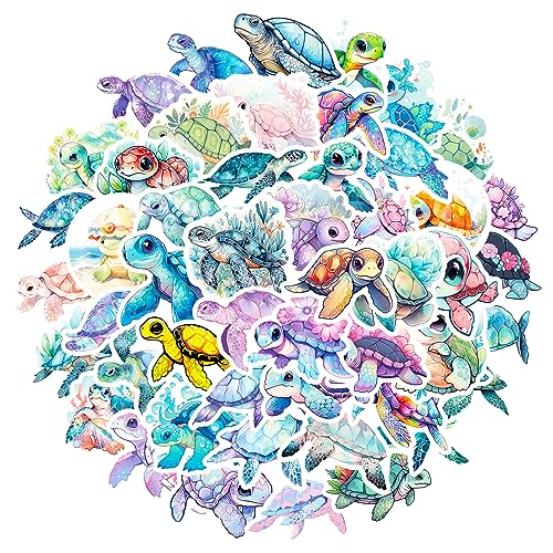 ISAKEN Tiere Aufkleber, 50 Stück Cartoon Schildkröten Tier Sticker Niedliche Waldtiere Stickers Lustige Tiermuster für Kinder Jungen Mädchen Belohnungssticker Kindergeburtstag Gastgeschenke Mitgebsel von ISAKEN