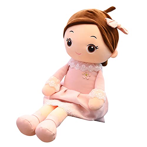 Niedliche Weiche Stoffpuppe Kuschelpuppe Babypuppe Weiche Puppe mit Kleidung und Haaren, Kinder Gefüllte Puppen Textilpuppen Plüsch Stofftier Spielzeug Geburtstag Geschenk für Mädchen Baby, 40CM von ISAKEN