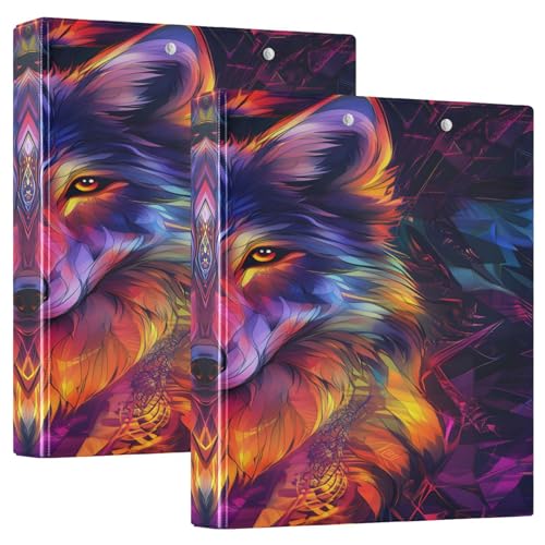 3-Ringbinder, Notizbuch, Ordner, Aktenordner, bunter heller Wolf, für die Organisation von Dokumenten zu Hause, in der Schule oder im Büro von ISAOA