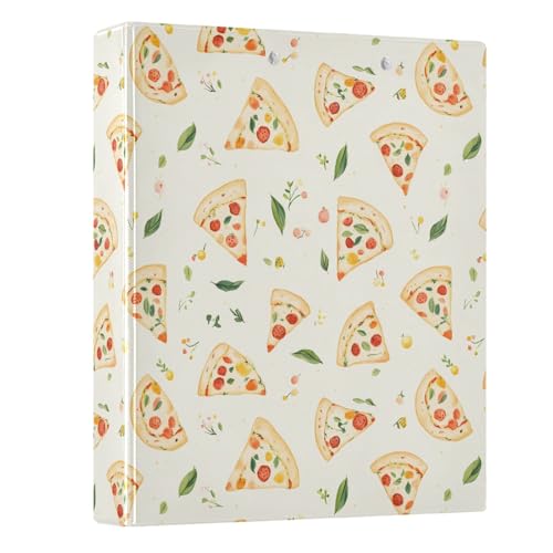 3-Ringbuch mit Pizza-Blätter-Muster, 3,8 cm, runder Ringbuch, Sichtbuch, hält 200 Dokumente, für Zuhause, Schule, Büro 3-Ringbuch mit Pizza-Blätter-Muster, 3,8 cm, runder Ringbuch, Sichtbuch, hält 200 Dokumente, für Zuhause, Schule, Büro von ISAOA