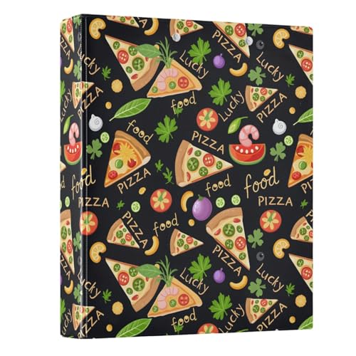 3-Ringbuch mit Pizza-Gemüse-Muster, 3,8 cm, runder Ringbuch, Sichtbuch, hält 200 Dokumente, für Zuhause, Schule, Büro 3-Ringbuch mit Pizza-Gemüse-Muster, 3,8 cm, runder Ringbuch, Sichtbuch, hält 200 Dokumente, für Zuhause, Schule, Büro von ISAOA