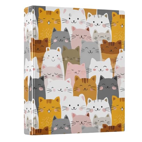 3-Ringbuch mit niedlichem Katzenmuster, 3,8 cm, runder Ringbuch, Sichtbuch für 200 Dokumente, für Zuhause, Schule, Büro 3-Ringbuch mit niedlichem Katzenmuster, 3,8 cm, runder Ringbuch, Sichtbuch für 200 Dokumente, für Zuhause, Schule, Büro von ISAOA