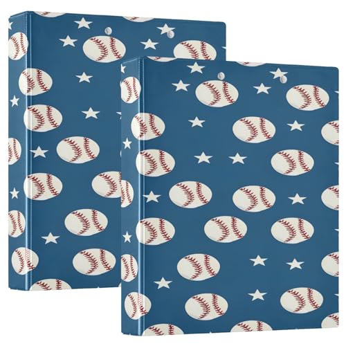 3 Ringbücher Notizbuch Binder Aktenordner Baseball und weiße Sterne für die Dokumentenorganisation zu Hause, in der Schule oder im Büro von ISAOA