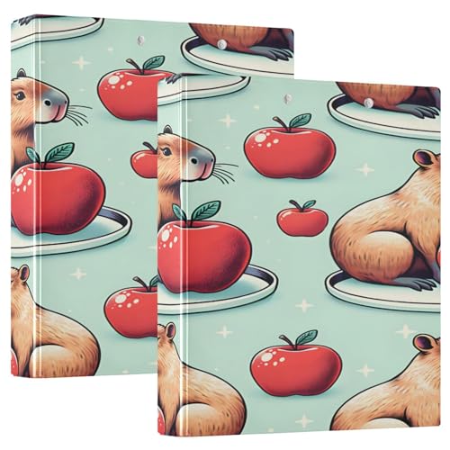 3 Ringbücher Notizbuch Binder Aktenordner Capybara und roter Apfel für die Dokumentenorganisation zu Hause, in der Schule oder im Büro 3 Ringbücher Notizbuch Binder Aktenordner Capybara und roter Apfel für die Dokumentenorganisation zu Hause, in der Schule oder im Büro von ISAOA