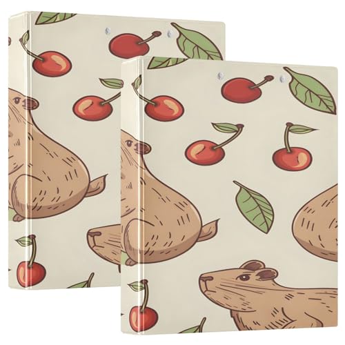3 Ringbücher Notizbuch Binder Aktenordner Capybaras Red Cherry für die Dokumentenorganisation zu Hause, in der Schule oder im Büro 3 Ringbücher Notizbuch Binder Aktenordner Capybaras Red Cherry für die Dokumentenorganisation zu Hause, in der Schule oder im Büro von ISAOA