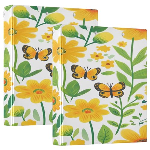 3 Ringbücher Notizbuch Binder Aktenordner Grün Fliesen Blume Schmetterling für Dokumentenorganisation zu Hause, Schule oder Büro von ISAOA