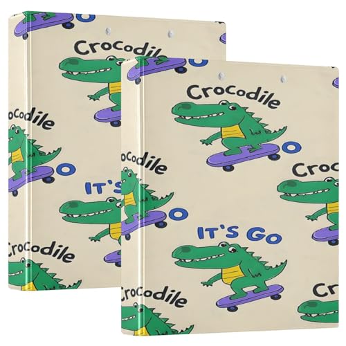 3 Ringbücher Notizbuch Binder Aktenordner Grün Krokodil Skateboard für Dokumentenorganisation zu Hause, in der Schule oder im Büro 3 Ringbücher Notizbuch Binder Aktenordner Grün Krokodil Skateboard für Dokumentenorganisation zu Hause, in der Schule oder im Büro von ISAOA