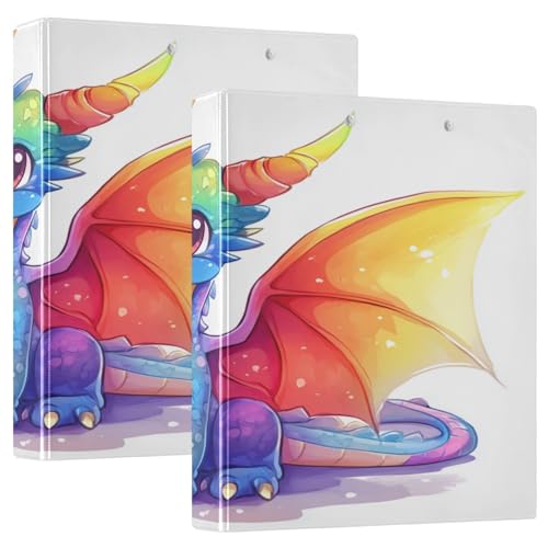 3 Ringbücher Notizbuch Binder Aktenordner Regenbogen Baby Drache für Dokumentenorganisation zu Hause, in der Schule oder im Büro von ISAOA