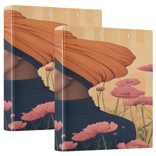 3 Ringbücher Notizbuch Binder Aktenordner Rosa Blumenmädchen für Dokumentenorganisation zu Hause, in der Schule oder im Büro von ISAOA