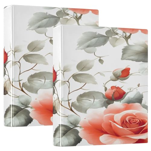 3 Ringbücher Notizbuch Binder Aktenordner Rosa Rosen für die Dokumentenorganisation zu Hause, in der Schule oder im Büro von ISAOA