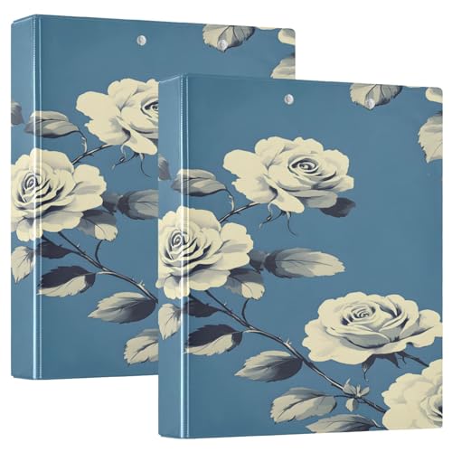 3 Ringbücher Notizbuch Binder Aktenordner Rose Blau Weiß Kachelmuster für Dokumentenorganisation zu Hause, in der Schule oder im Büro von ISAOA