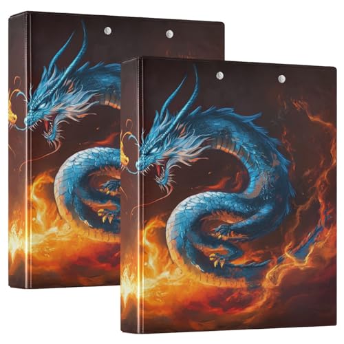 3 Ringbücher Notizbuch Binder Aktenordner Zwei wütender Feuerdrache für Dokumentenorganisation zu Hause, in der Schule oder im Büro von ISAOA