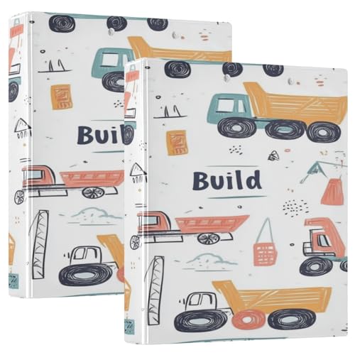 3 Ringbücher Notizbuch Binder Aktenordner rot blau Bauwagen für Dokumentenorganisation zu Hause, in der Schule oder im Büro von ISAOA