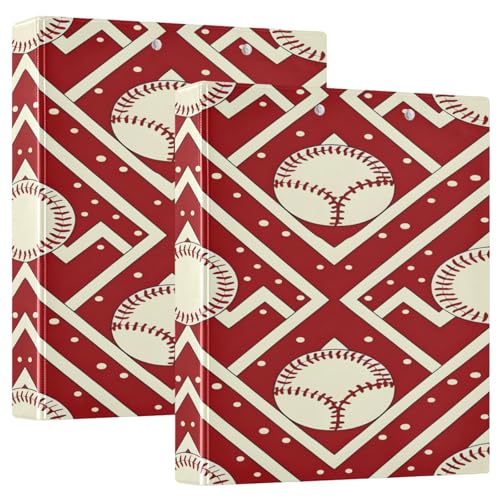 3 Ringbücher Notizbuch Ordner Aktenordner Chevron Red Baseball für Dokumentenorganisation zu Hause, in der Schule oder im Büro von ISAOA