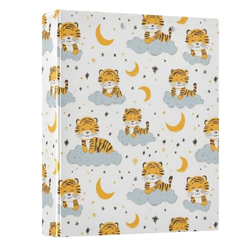 Cute Tiger Cloud 3-Ringbuch, 3,8 cm, runder Ringbuch, Sichtbuch, hält 200 Dokumente, für Zuhause, Schule, Büro Cute Tiger Cloud 3-Ringbuch, 3,8 cm, runder Ringbuch, Sichtbuch, hält 200 Dokumente, für Zuhause, Schule, Büro von ISAOA