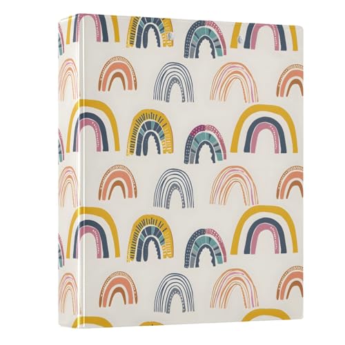 Handgezeichnetes Ringbuch mit 3 Ringen, 3,8 cm, Regenbogenfarben, für 200 Dokumente, für Zuhause, Schule, Büro Handgezeichnetes Ringbuch mit 3 Ringen, 3,8 cm, Regenbogenfarben, für 200 Dokumente, für Zuhause, Schule, Büro von ISAOA