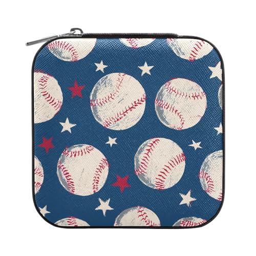 ISAOA Baseball-Stern-Schmuckschatulle, klein, tragbar, Reise-Schmuckkästchen, PU-Leder, Reise-Organizer, Box, Ringe, Ohrringe, Halsketten, Aufbewahrungsbox für Frauen und Mädchen ISAOA Baseball-Stern-Schmuckschatulle, klein, tragbar, Reise-Schmuckkästchen, PU-Leder, Reise-Organizer, Box, Ringe, Ohrringe, Halsketten, Aufbewahrungsbox für Frauen und Mädchen von ISAOA
