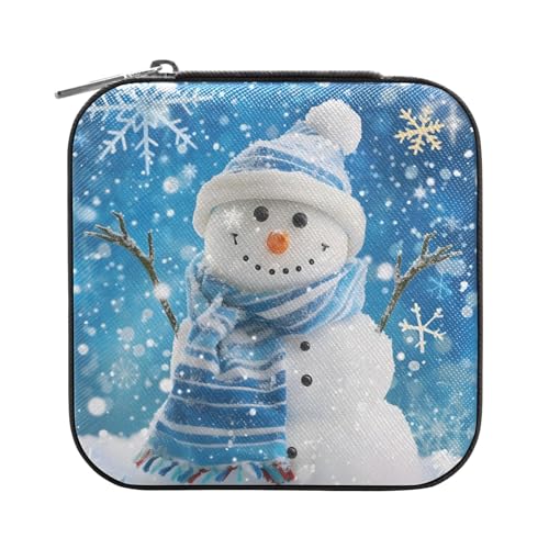 ISAOA Blaue Schneemann-Schmuckschatulle, klein, tragbar, Reise-Schmuckkästchen, PU-Leder, Reise-Organizer, Box, Ringe, Ohrringe, Halsketten, Aufbewahrungsbox für Frauen und Mädchen ISAOA Blaue Schneemann-Schmuckschatulle, klein, tragbar, Reise-Schmuckkästchen, PU-Leder, Reise-Organizer, Box, Ringe, Ohrringe, Halsketten, Aufbewahrungsbox für Frauen und Mädchen von ISAOA