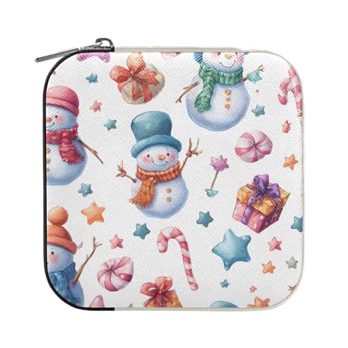 ISAOA Bunte Schneemann-Süßigkeiten-Geschenk-Schmuckschatulle, klein, tragbar, Reise-Schmuck-Box, PU-Leder, Reise-Organizer, Box, Ringe, Ohrringe, Halsketten, Aufbewahrungsbox für Frauen und Mädchen ISAOA Bunte Schneemann-Süßigkeiten-Geschenk-Schmuckschatulle, klein, tragbar, Reise-Schmuck-Box, PU-Leder, Reise-Organizer, Box, Ringe, Ohrringe, Halsketten, Aufbewahrungsbox für Frauen und Mädchen von ISAOA