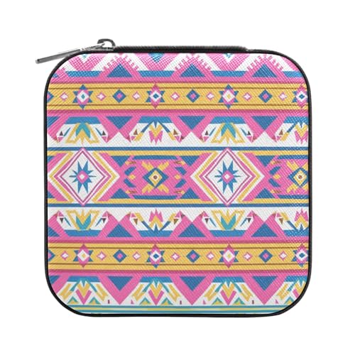 ISAOA Geometrische Schmuckschatulle mit Aztekenmuster, klein, tragbar, Reise-Schmuckkästchen, PU-Leder, Reise-Organizer, Aufbewahrungsbox, für Ringe, Ohrringe, Halsketten, für Damen, Mädchen ISAOA Geometrische Schmuckschatulle mit Aztekenmuster, klein, tragbar, Reise-Schmuckkästchen, PU-Leder, Reise-Organizer, Aufbewahrungsbox, für Ringe, Ohrringe, Halsketten, für Damen, Mädchen von ISAOA
