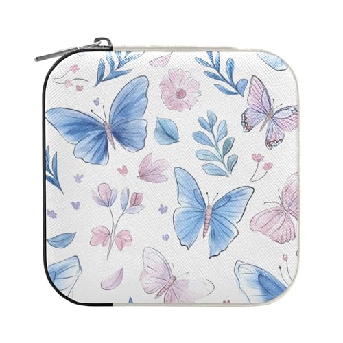 ISAOA Handgezeichnete Schmuckschatulle mit Schmetterlingsmuster, klein, tragbar, Reise-Schmuckkästchen, PU-Leder, Reise-Organizer, Aufbewahrungsbox, für Ringe, Ohrringe, Halsketten, Aufbewahrungsbox ISAOA Handgezeichnete Schmuckschatulle mit Schmetterlingsmuster, klein, tragbar, Reise-Schmuckkästchen, PU-Leder, Reise-Organizer, Aufbewahrungsbox, für Ringe, Ohrringe, Halsketten, Aufbewahrungsbox von ISAOA