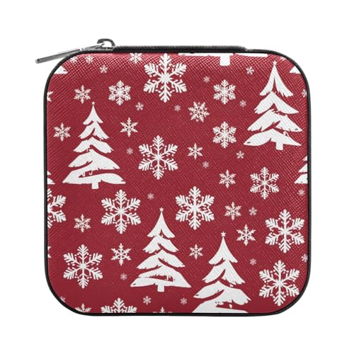ISAOA Handgezeichnetes Schneeflocken-Schmuckkästchen mit rotem Muster, klein, tragbar, Reise-Schmuckschatulle, PU-Leder, Schmuck-Reise-Organizer, Box, Ringe, Ohrringe, Halsketten, Aufbewahrungsbox für ISAOA Handgezeichnetes Schneeflocken-Schmuckkästchen mit rotem Muster, klein, tragbar, Reise-Schmuckschatulle, PU-Leder, Schmuck-Reise-Organizer, Box, Ringe, Ohrringe, Halsketten, Aufbewahrungsbox für von ISAOA