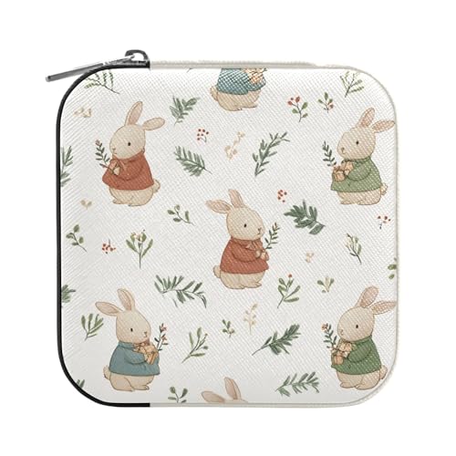 ISAOA Niedliche Schmuckschatulle mit Hasen- und Blattmotiv, klein, tragbar, Reise-Schmuckkästchen, Reise-Organizer, Aufbewahrungsbox, für Ringe, Ohrringe, Halsketten, für Damen, Mädchen, Geschenke ISAOA Niedliche Schmuckschatulle mit Hasen- und Blattmotiv, klein, tragbar, Reise-Schmuckkästchen, Reise-Organizer, Aufbewahrungsbox, für Ringe, Ohrringe, Halsketten, für Damen, Mädchen, Geschenke von ISAOA