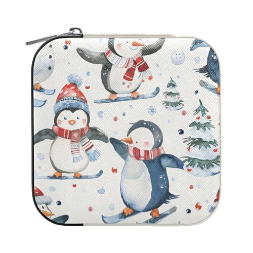 ISAOA Schmuckkästchen mit Aquarell-Pinguin-Schneemann-Muster, klein, tragbar, Reise-Schmuckschatulle, PU-Leder, Reise-Organizer, Aufbewahrungsbox, Ringe, Ohrringe, Halsketten, Aufbewahrungsbox für ISAOA Schmuckkästchen mit Aquarell-Pinguin-Schneemann-Muster, klein, tragbar, Reise-Schmuckschatulle, PU-Leder, Reise-Organizer, Aufbewahrungsbox, Ringe, Ohrringe, Halsketten, Aufbewahrungsbox für von ISAOA