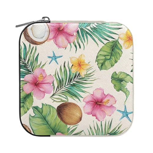 ISAOA Schmuckkästchen mit Kokosnuss-Hibiskusblumenmuster, klein, tragbar, Reise-Schmuckschatulle, PU-Leder, Schmuck-Reise-Organizer, Aufbewahrungsbox, Ringe, Ohrringe, Halsketten, Aufbewahrungsbox für ISAOA Schmuckkästchen mit Kokosnuss-Hibiskusblumenmuster, klein, tragbar, Reise-Schmuckschatulle, PU-Leder, Schmuck-Reise-Organizer, Aufbewahrungsbox, Ringe, Ohrringe, Halsketten, Aufbewahrungsbox für von ISAOA