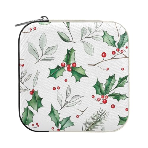 ISAOA Schmuckkästchen mit Stechpalmenblatt-Muster, klein, tragbar, Reise-Schmuckschatulle, PU-Leder, Reise-Organizer, Aufbewahrungsbox, Ringe, Ohrringe, Halsketten, Aufbewahrungsbox für Damen, Mädchen ISAOA Schmuckkästchen mit Stechpalmenblatt-Muster, klein, tragbar, Reise-Schmuckschatulle, PU-Leder, Reise-Organizer, Aufbewahrungsbox, Ringe, Ohrringe, Halsketten, Aufbewahrungsbox für Damen, Mädchen von ISAOA
