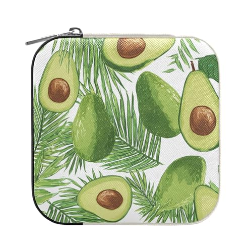 ISAOA Schmuckkästchen mit grünem Palmblatt-Avocado-Muster, klein, tragbar, Reise-Schmuckschatulle, PU-Leder, Reise-Organizer, Aufbewahrungsbox, für Ringe, Ohrringe, Halsketten, Aufbewahrungsbox für ISAOA Schmuckkästchen mit grünem Palmblatt-Avocado-Muster, klein, tragbar, Reise-Schmuckschatulle, PU-Leder, Reise-Organizer, Aufbewahrungsbox, für Ringe, Ohrringe, Halsketten, Aufbewahrungsbox für von ISAOA
