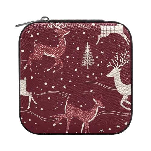 ISAOA Schmuckkästchen mit weihnachtlichem Hirschmuster, klein, tragbar, Reise-Schmuckschatulle, PU-Leder, Reise-Organizer, Aufbewahrungsbox, Ringe, Ohrringe, Halsketten, Aufbewahrungsbox für Damen ISAOA Schmuckkästchen mit weihnachtlichem Hirschmuster, klein, tragbar, Reise-Schmuckschatulle, PU-Leder, Reise-Organizer, Aufbewahrungsbox, Ringe, Ohrringe, Halsketten, Aufbewahrungsbox für Damen von ISAOA