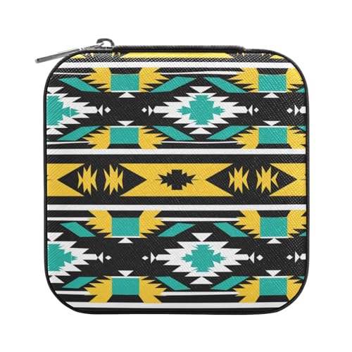 ISAOA Schmuckschatulle im Azteken-Stil, geometrischer abstrakter Stil, klein, tragbar, Reise-Schmuckkästchen, PU-Leder, Reise-Organizer, Aufbewahrungsbox, für Ringe, Ohrringe, Halsketten ISAOA Schmuckschatulle im Azteken-Stil, geometrischer abstrakter Stil, klein, tragbar, Reise-Schmuckkästchen, PU-Leder, Reise-Organizer, Aufbewahrungsbox, für Ringe, Ohrringe, Halsketten von ISAOA