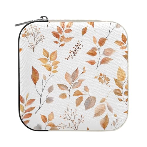 ISAOA Schmuckschatulle mit Aquarell-Herbstblätter-Muster, klein, tragbar, Reise-Schmuckkästchen, PU-Leder, Reise-Organizer, Box, Ringe, Ohrringe, Halsketten, Aufbewahrungsbox für Damen, Mädchen ISAOA Schmuckschatulle mit Aquarell-Herbstblätter-Muster, klein, tragbar, Reise-Schmuckkästchen, PU-Leder, Reise-Organizer, Box, Ringe, Ohrringe, Halsketten, Aufbewahrungsbox für Damen, Mädchen von ISAOA