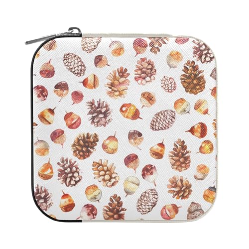 ISAOA Schmuckschatulle mit Aquarell-Tannenzapfen-Muster, klein, tragbar, Reise-Schmuckkästchen, PU-Leder, Reise-Organizer, Aufbewahrungsbox, Ringe, Ohrringe, Halsketten, Aufbewahrungsbox für Damen ISAOA Schmuckschatulle mit Aquarell-Tannenzapfen-Muster, klein, tragbar, Reise-Schmuckkästchen, PU-Leder, Reise-Organizer, Aufbewahrungsbox, Ringe, Ohrringe, Halsketten, Aufbewahrungsbox für Damen von ISAOA