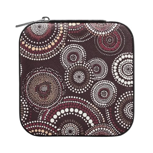ISAOA Schmuckschatulle mit Aztekenmuster, geometrisches abstraktes Kreismuster, klein, tragbar, Reise-Schmuckkästchen, PU-Leder, Reise-Organizer, Aufbewahrungsbox, Ringe, Ohrringe, Halsketten ISAOA Schmuckschatulle mit Aztekenmuster, geometrisches abstraktes Kreismuster, klein, tragbar, Reise-Schmuckkästchen, PU-Leder, Reise-Organizer, Aufbewahrungsbox, Ringe, Ohrringe, Halsketten von ISAOA