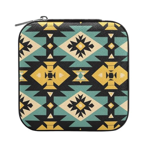 ISAOA Schmuckschatulle mit Aztekenmuster und abstraktem geometrischem Druck, klein, tragbar, Reise-Schmuckkästchen, Reise-Organizer, Aufbewahrungsbox, für Ringe, Ohrringe, Halsketten, für Damen ISAOA Schmuckschatulle mit Aztekenmuster und abstraktem geometrischem Druck, klein, tragbar, Reise-Schmuckkästchen, Reise-Organizer, Aufbewahrungsbox, für Ringe, Ohrringe, Halsketten, für Damen von ISAOA