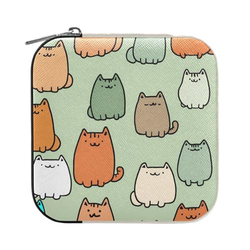 ISAOA Schmuckschatulle mit Cartoon-Katzen-Muster, klein, tragbar, Reise-Schmuckkästchen, PU-Leder, Reise-Organizer, Box, Ringe, Ohrringe, Halsketten, Aufbewahrungsbox für Frauen und Mädchen ISAOA Schmuckschatulle mit Cartoon-Katzen-Muster, klein, tragbar, Reise-Schmuckkästchen, PU-Leder, Reise-Organizer, Box, Ringe, Ohrringe, Halsketten, Aufbewahrungsbox für Frauen und Mädchen von ISAOA