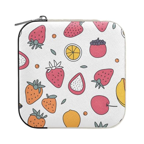 ISAOA Schmuckschatulle mit Cartoon-Obst-Muster, klein, tragbar, Reise-Schmuckkästchen, PU-Leder, Reise-Organizer, Box, Ringe, Ohrringe, Halsketten, Aufbewahrungsbox für Frauen und Mädchen ISAOA Schmuckschatulle mit Cartoon-Obst-Muster, klein, tragbar, Reise-Schmuckkästchen, PU-Leder, Reise-Organizer, Box, Ringe, Ohrringe, Halsketten, Aufbewahrungsbox für Frauen und Mädchen von ISAOA
