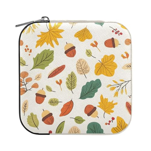ISAOA Schmuckschatulle mit Herbst-Eichelblatt-Muster, klein, tragbar, Reise-Schmuckkästchen, PU-Leder, Reise-Organizer, Aufbewahrungsbox, Ringe, Ohrringe, Halsketten, Aufbewahrungsbox für Damen ISAOA Schmuckschatulle mit Herbst-Eichelblatt-Muster, klein, tragbar, Reise-Schmuckkästchen, PU-Leder, Reise-Organizer, Aufbewahrungsbox, Ringe, Ohrringe, Halsketten, Aufbewahrungsbox für Damen von ISAOA